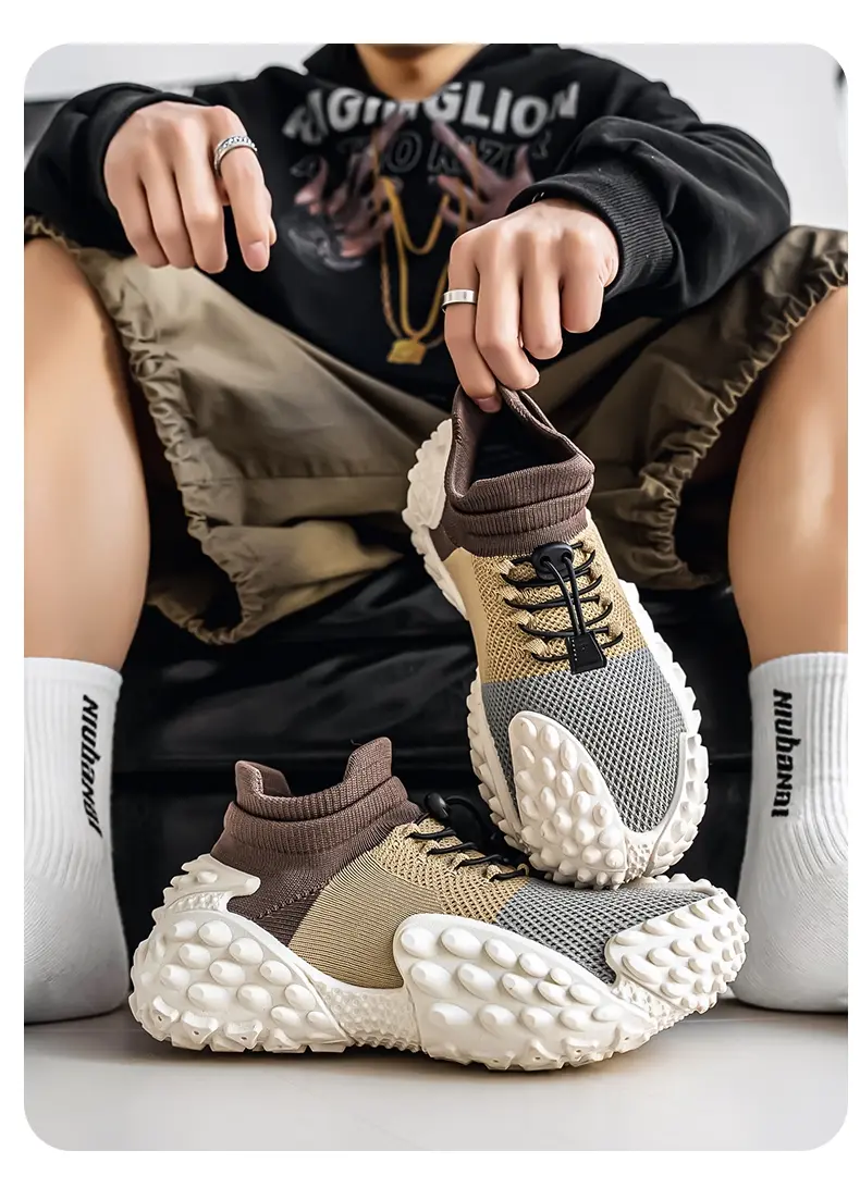 Baskets décontractées pour homme avec semelle pneu et tissu respirant_voghion.com