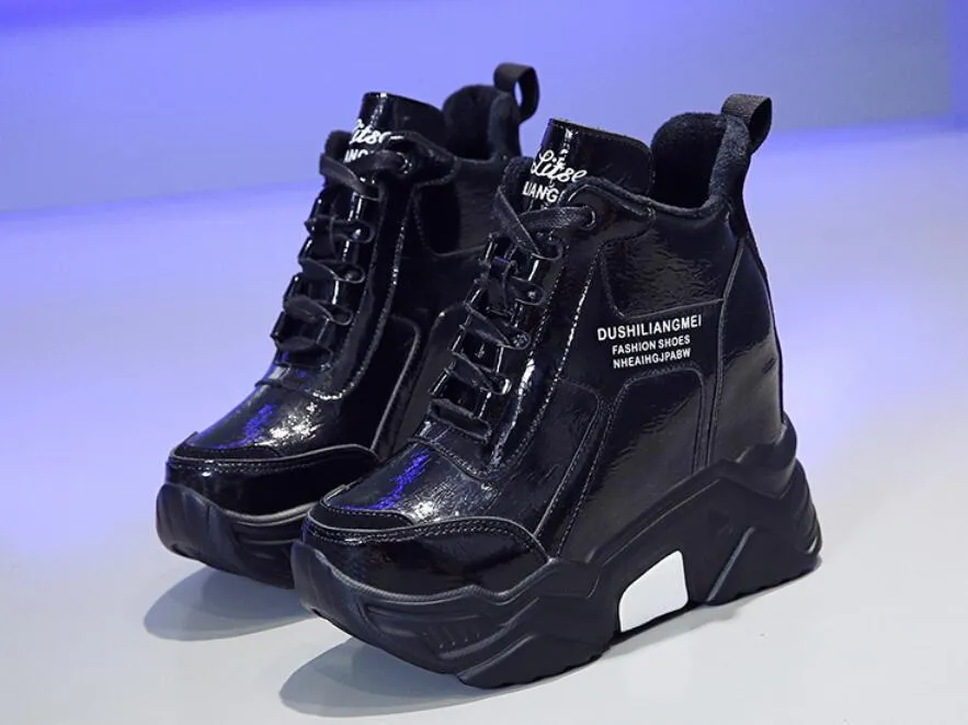 Freizeitschuhe Qualität Chunky Platform Outdoor Sneakers Frauen Winter Warm Super High Heels Frau Höhe erhöhen Stiefel_voghion.com