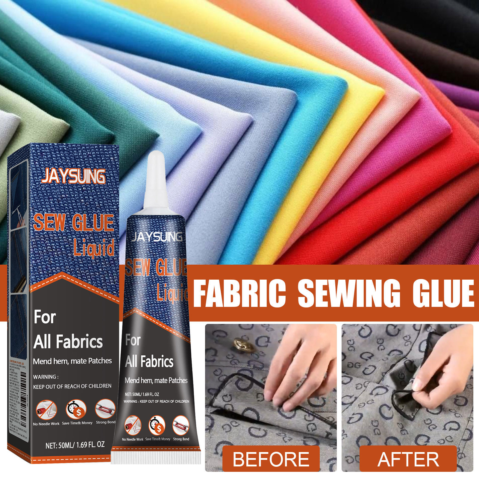 Jaysuing Fabric Sewing Glue, Sewing Fabric Glue Sofa Car Cushion Clothing Glue Fabric Glue_voghion.com