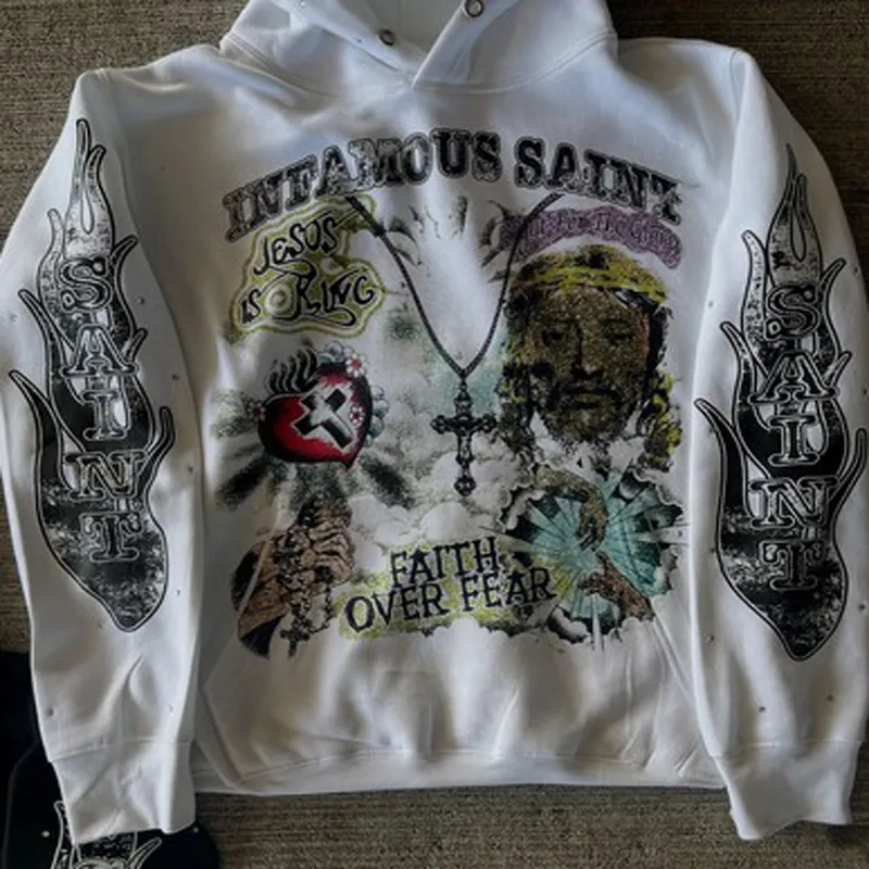 Felpa con zip gothic skull ricamata oversized stile harajuku_voghion.com