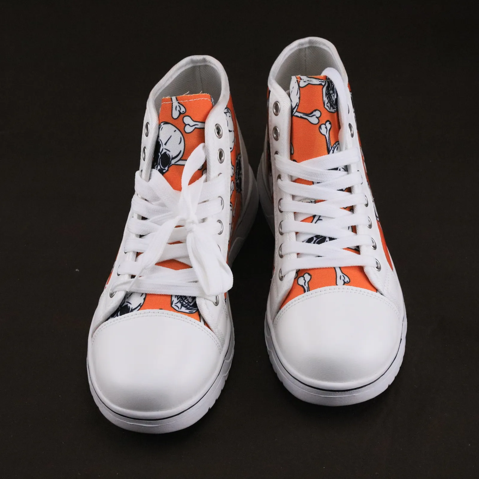 Scarpe casual in tela con lacci e stampa 3D a forma di teschio di Halloween, scarpe da ginnastica piatte da donna_voghion.com