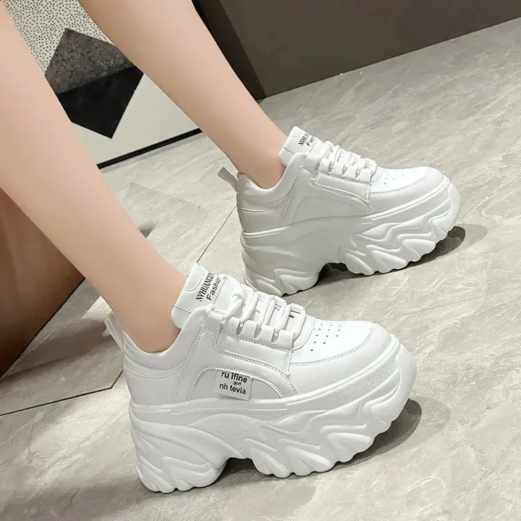 Sneakers platform donna bianco e nero scarpe primavera autunno_voghion.com