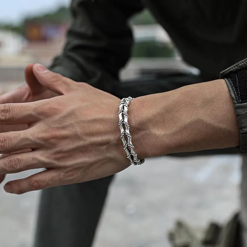 Braccialetto alla moda semplice Guba intrecciato doppio braccialetto di bambù personalità aperto uomo e donna gioielli regalo all'ingrosso_voghion.com
