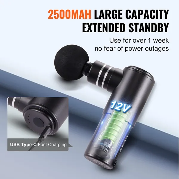 VEVOR Massage Gun Deep Tissue, Percussion Mini Muscle Massage Gun For Athletes - With 4 Speed Levels & 4 Massage Heads, 12V 2500mAh Batteries, H_voghion.com