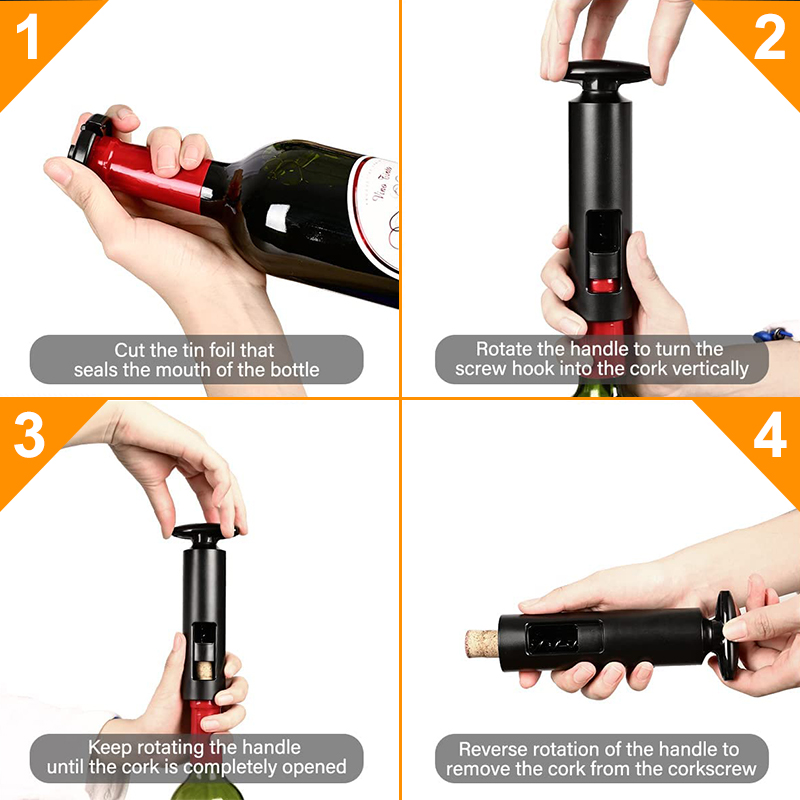 Wine Bottle Opener Set Manual Wing Corkscrews with Foil Cutter Vacuum Stopper and Wine Aerator Pourer for Home Kitchen Party Bar_voghion.com