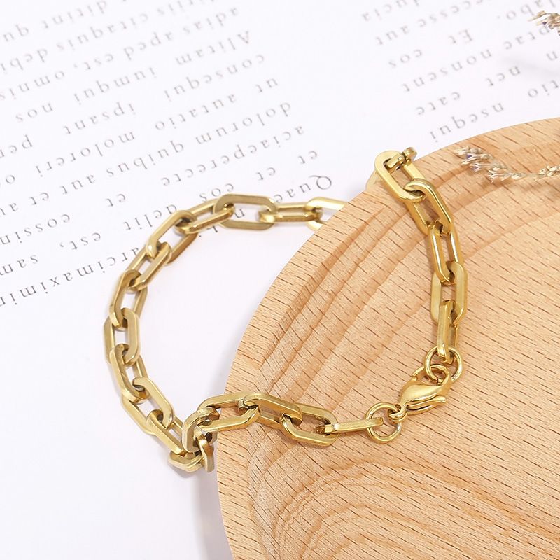 Braccialetto geometrico semplice, fatto a mano, con catena cava in acciaio al titanio da 7 mm di diametro, per uomo e donna._voghion.com