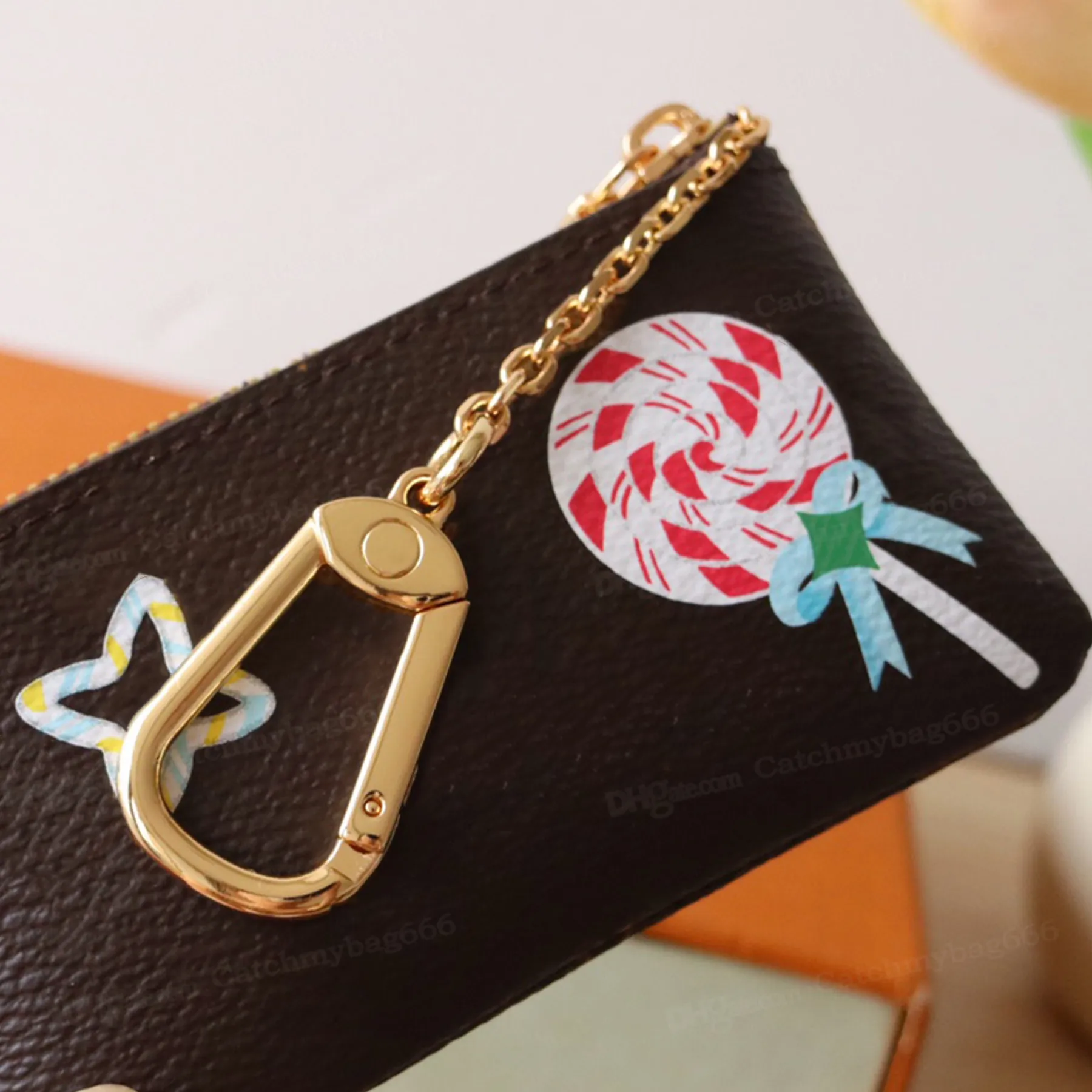 top Quality 10A Wallet Designer Coated Canvas Key Pouch Grained Cowhide Leather Lining Purse Gold Hardware Wallets Chain_voghion.com