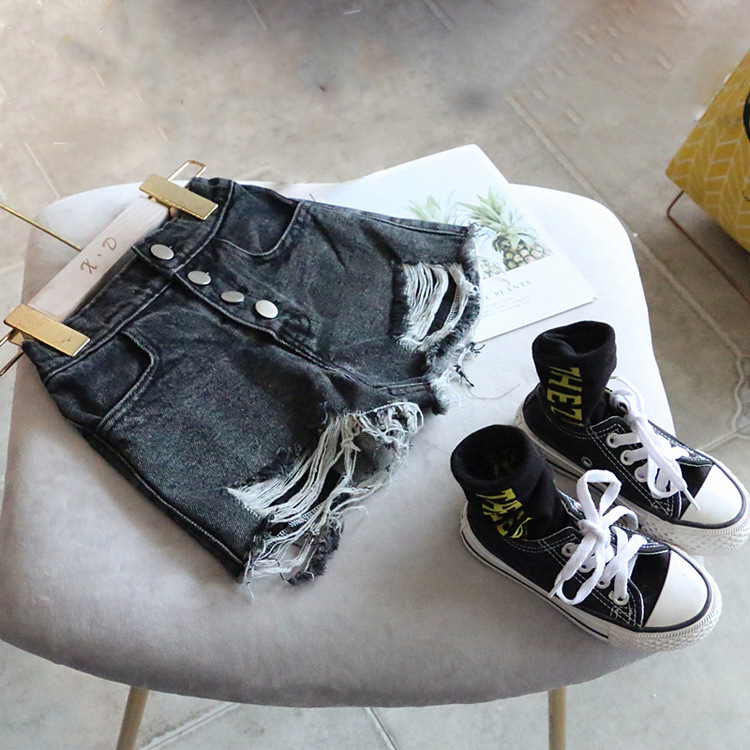 Mother & Kids Girls ripped jeans 2024 summer new Korean version small and large children's tassel casual shorts children's pants_voghion.com