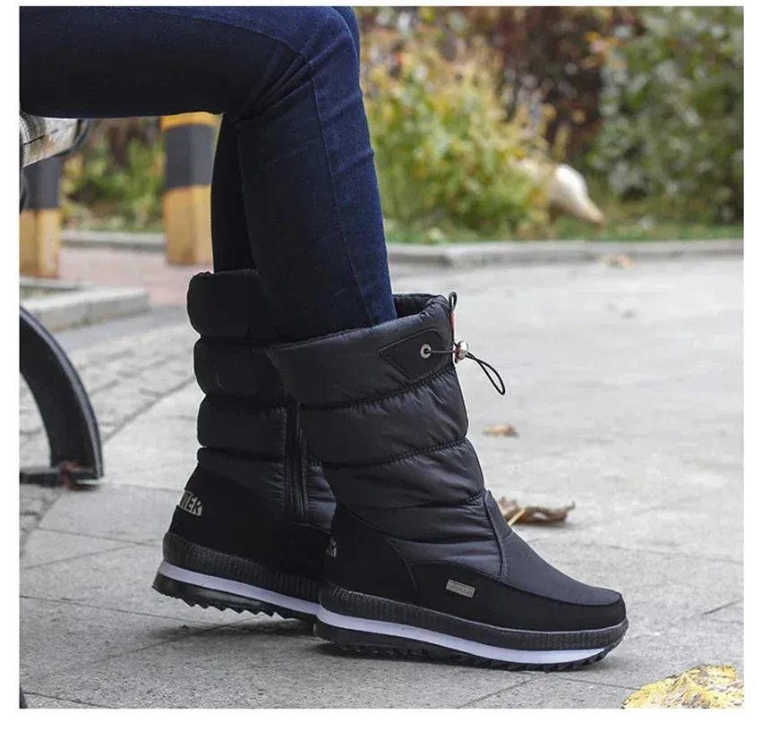 Bessere Qualität Weiße Damen-Winterschuhe Warmer Plüsch Mitte der Wade Wasserdichter Gummi Rutschfeste Plattform Schneestiefel Weiblich Plus Größe 42_voghion.com