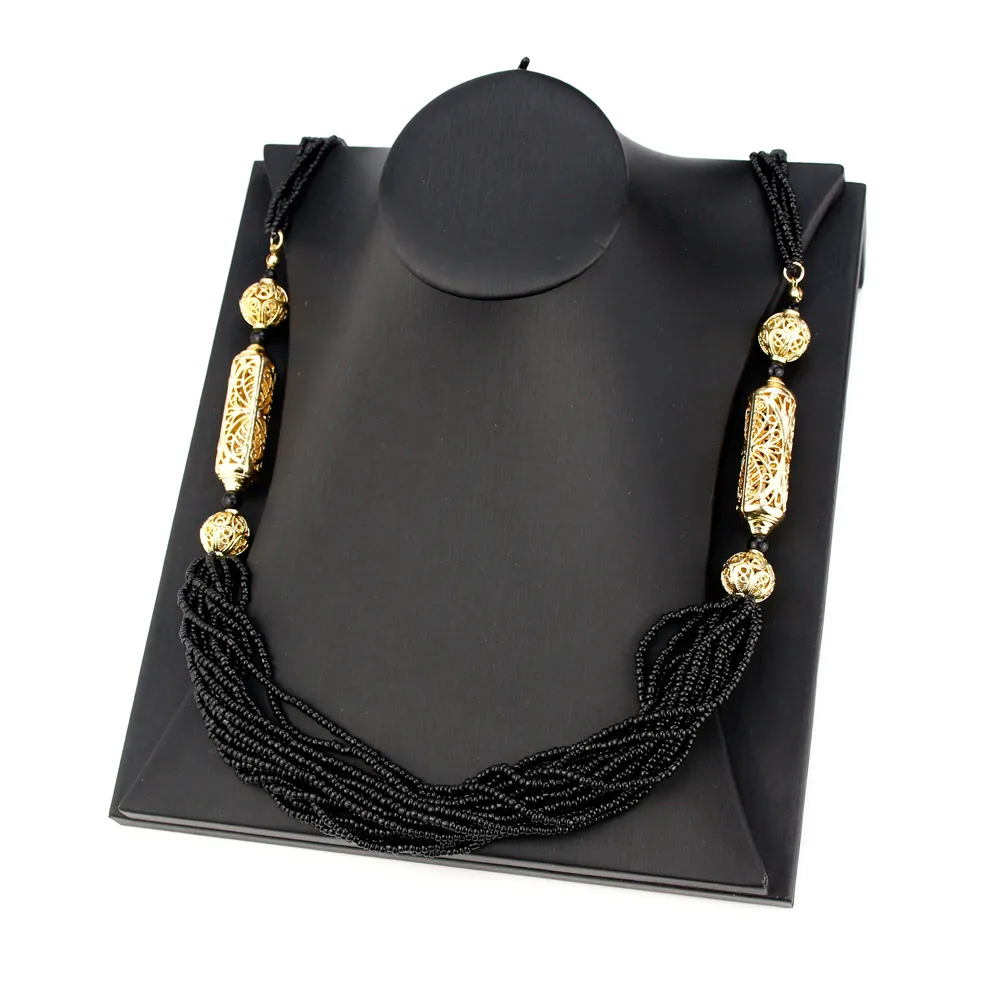 Catene Neovisson Fashion Style Marocco Perline Collana Per Donne Aristocratiche Catena Lunga Rosso Nero Arabo Etnico Nozze_voghion.com