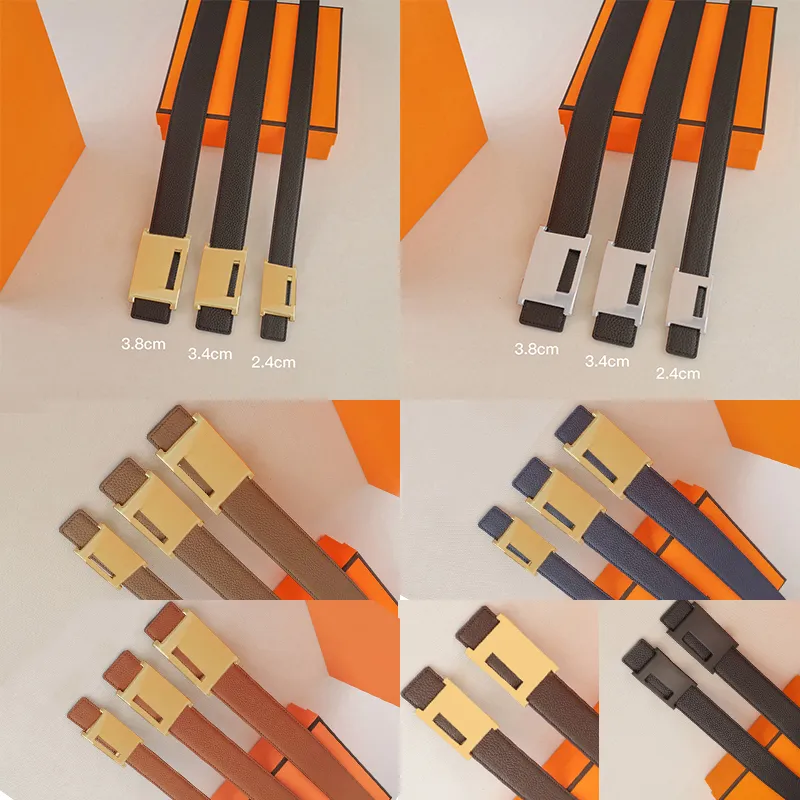 Wendbarer Designergürtel aus echtem Leder für Männer und Frauen, Breite 2,4 cm, 3,4 cm, 3,8 cm, Buchstabe, glatte Schnalle, modisch_voghion.com