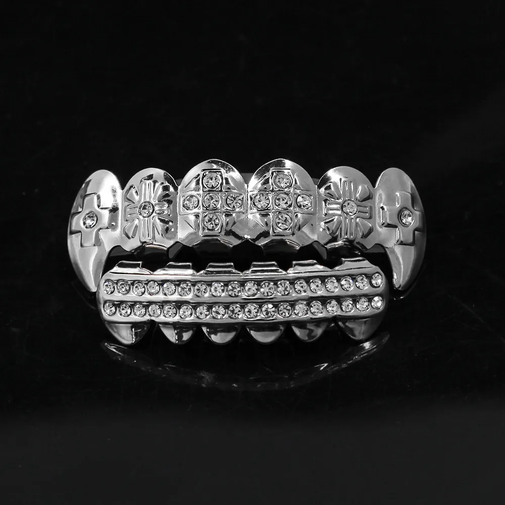 Mundzubehör Bio Kupfer vergoldet Hip Hop Schmuck Zähne Grillz Caps oben und unten goldene Grills Set Zahnfassung_voghion.com