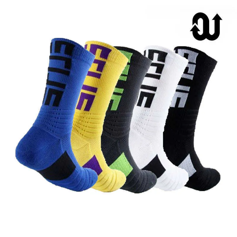 Men's 5Pairs Professional Cotton Basketball Elite Thick Sports Compression Durable Skateboard Towel Bottom Socks_voghion.com