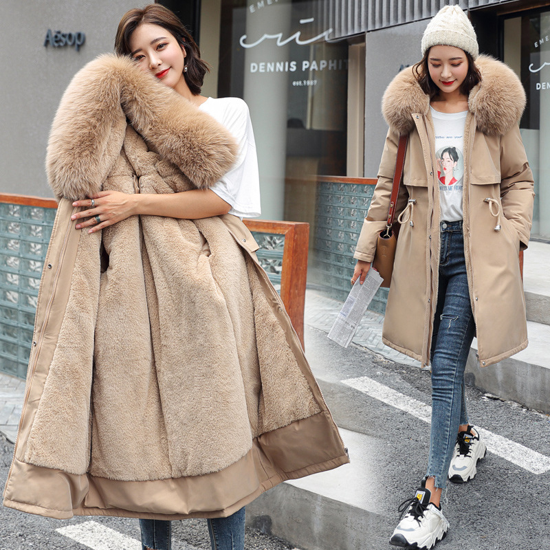 ​​Women's Winter Parka Coat With Faux Fur Trim, Slim Fit Long Down Jacket, Fleece Lined Warm Outerwear For Cold Weather​​