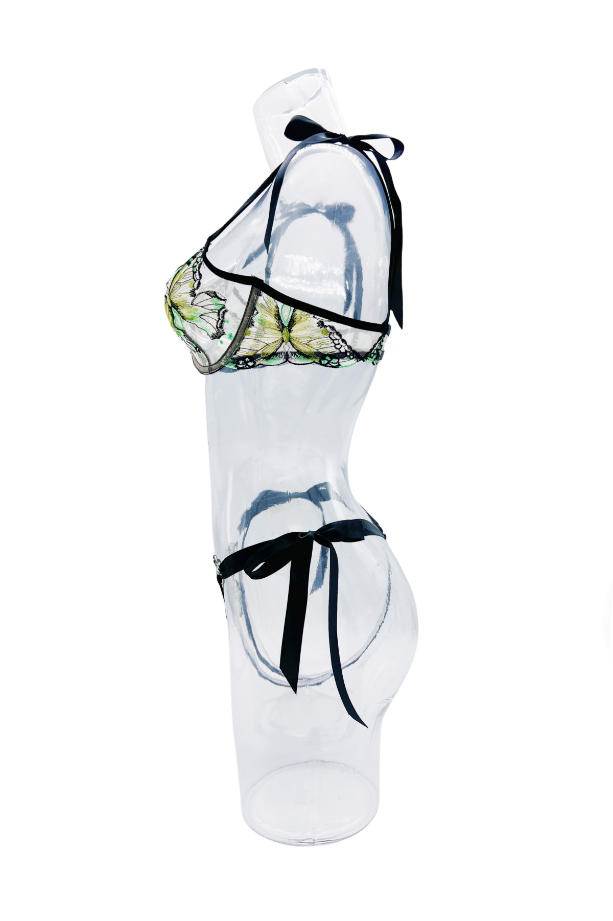 Kajiano's Cross Border Foreign Trade Hot Selling New Butterfly Embroidered Suspender Transparent Mesh Temptation Girl's Emotional Fun Suit_voghion.com