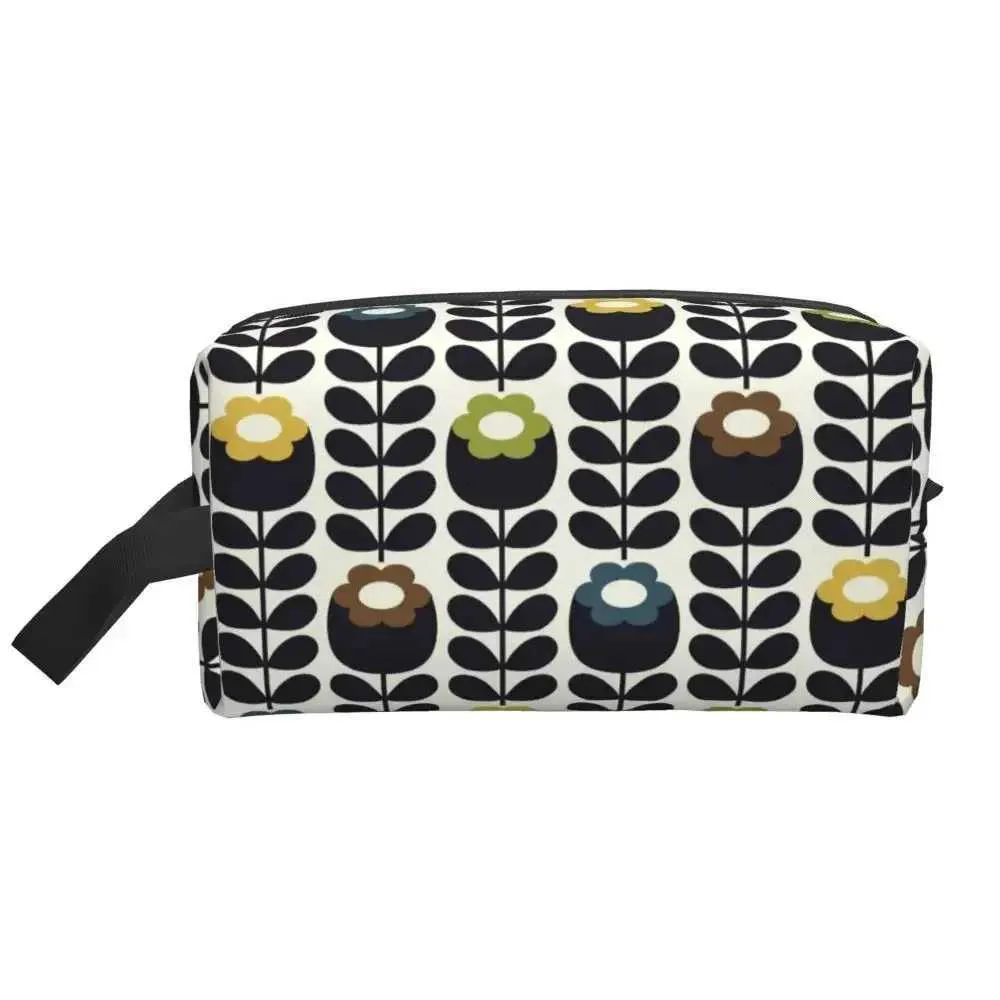 Tilpasset Orla Kiely Spot wer Tørret Gul Grå Dame Makeupæske med Stor Kapacitet Skønhedsopbevaringspose Y241023_voghion.com