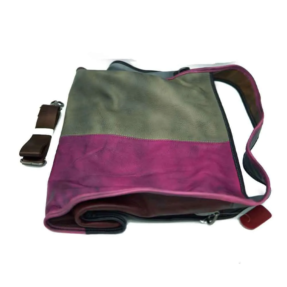 MS Retro Style Genuine Leather Handbag Donna Vacchetta Patchwork Fatto a Mano Spazzola Grande Capacità Hobos Borsa a Tracolla Capiente_voghion.com