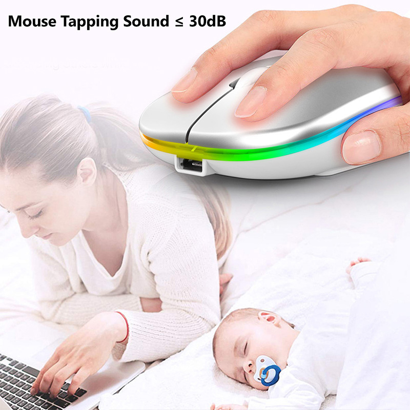 Mouse wireless Bluetooth Gamer Computer wireless ricaricabile Mause Mouse da gioco ergonomico retroilluminato a LED RGB per mouse per PC laptop_voghion.com