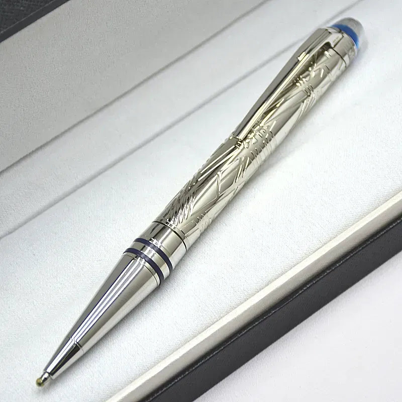 wholesale Wholesale Wholesale Luxury Monte Starwalk Blue Crystal Top Rollerball Pen Ballpoint Pen Metal Relief Barrel Office Writing Fountain Pens_voghion.com