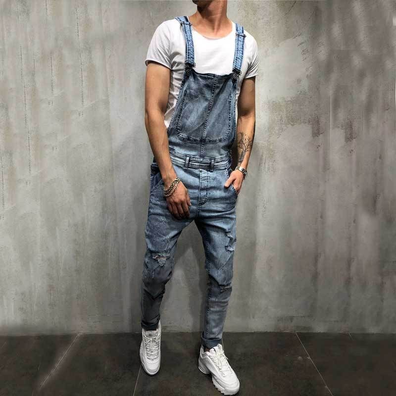 Men's jeans men's denim ripped Plus size new suspenders_voghion.com