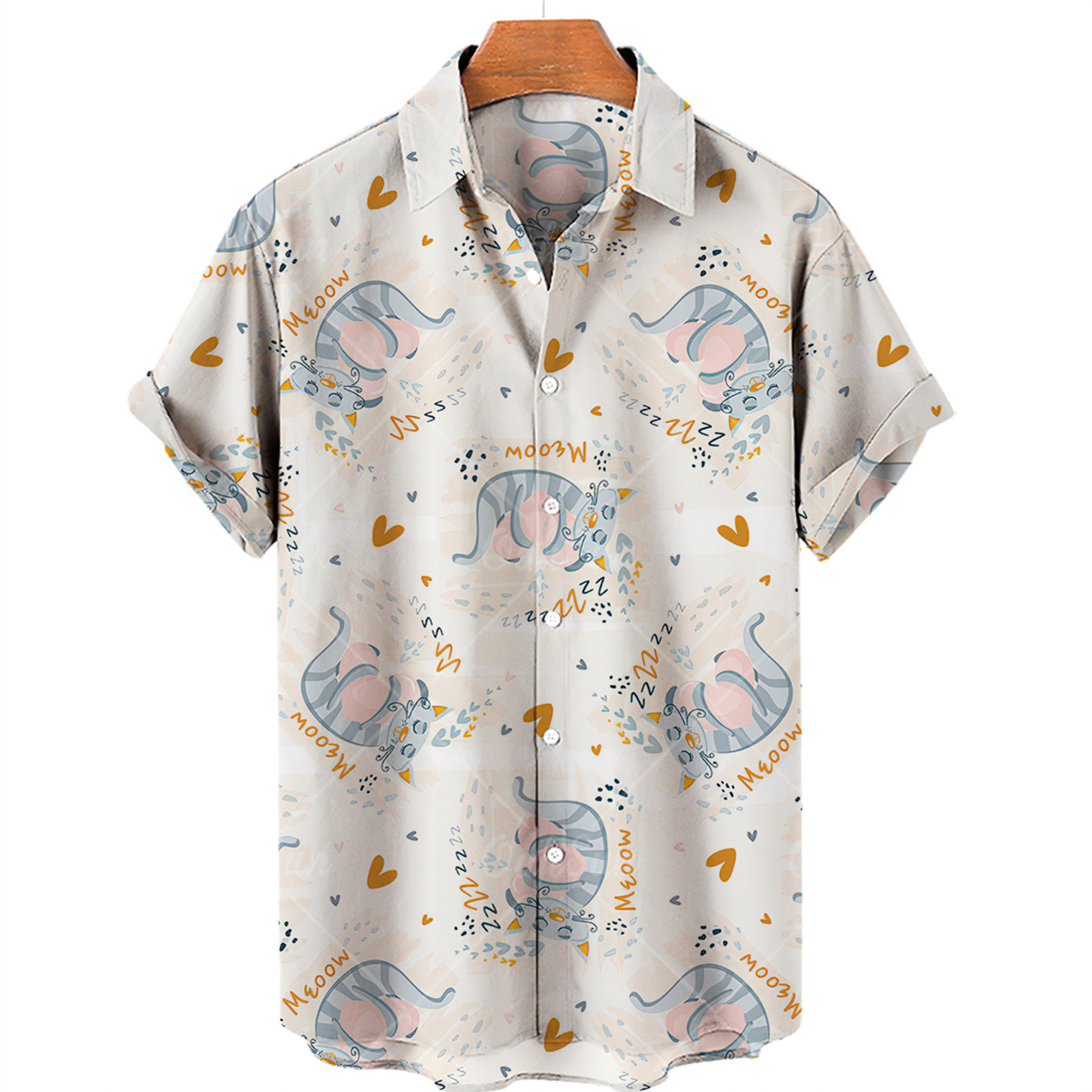 Chemise hawaïenne surdimensionnée à manches courtes pour hommes et femmes, vêtements créatifs, imprimé kawaii numérique 3d, nouvelle collection 2024_voghion.com