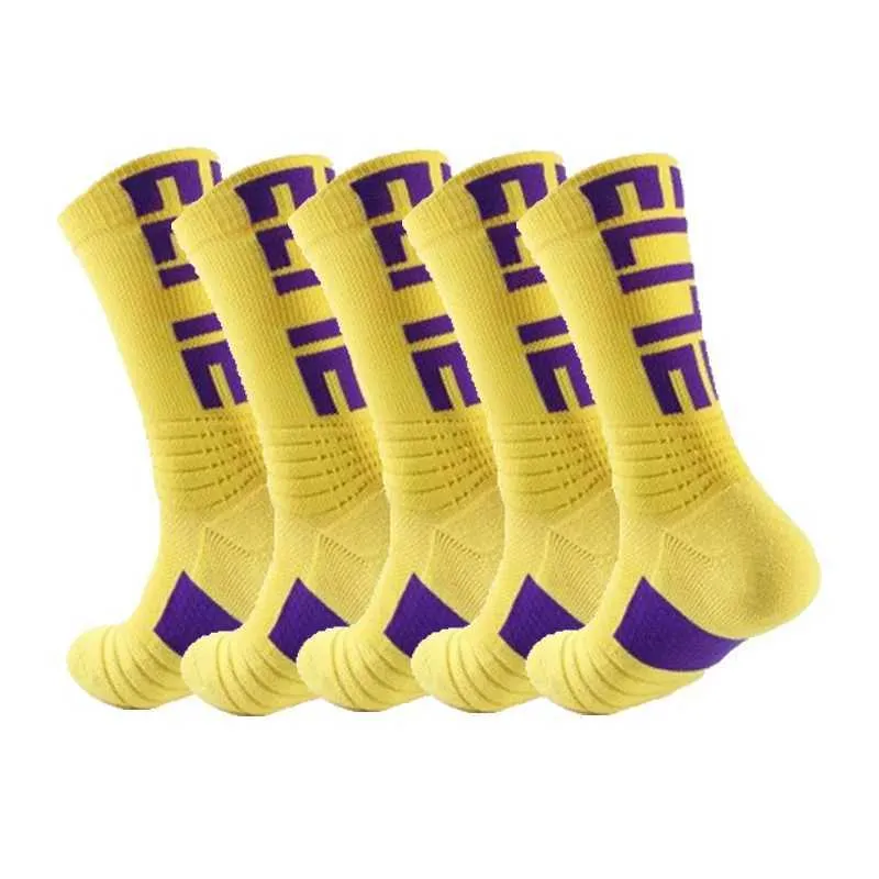 Men's 5Pairs Professional Cotton Basketball Elite Thick Sports Compression Durable Skateboard Towel Bottom Socks_voghion.com