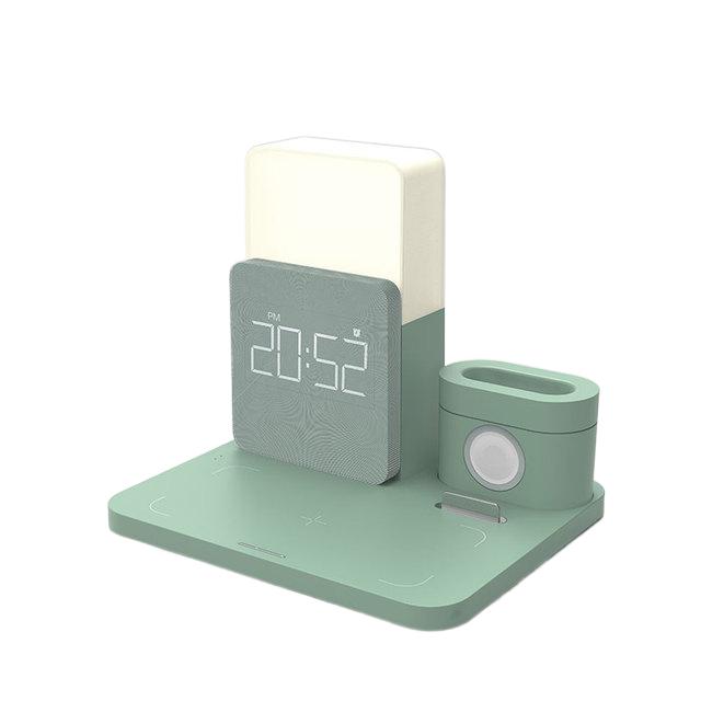 Wireless Charger 15W Mobile Phone Fast Charging Desktop Stand Alarm Clock Night Light Desk Lamp Watch Headset Charging Stand_voghion.com