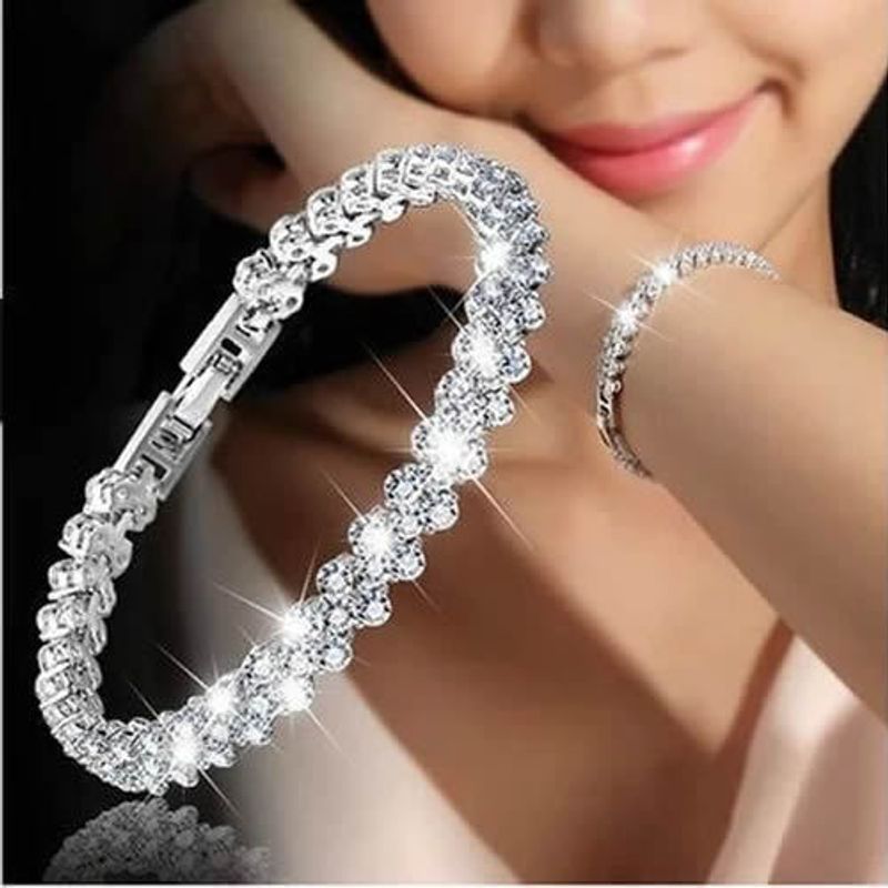 Light And Minimalist Roman Women's Zircon Crystal New Style Bracelet Set With Dia Fashion Jewelry_voghion.com