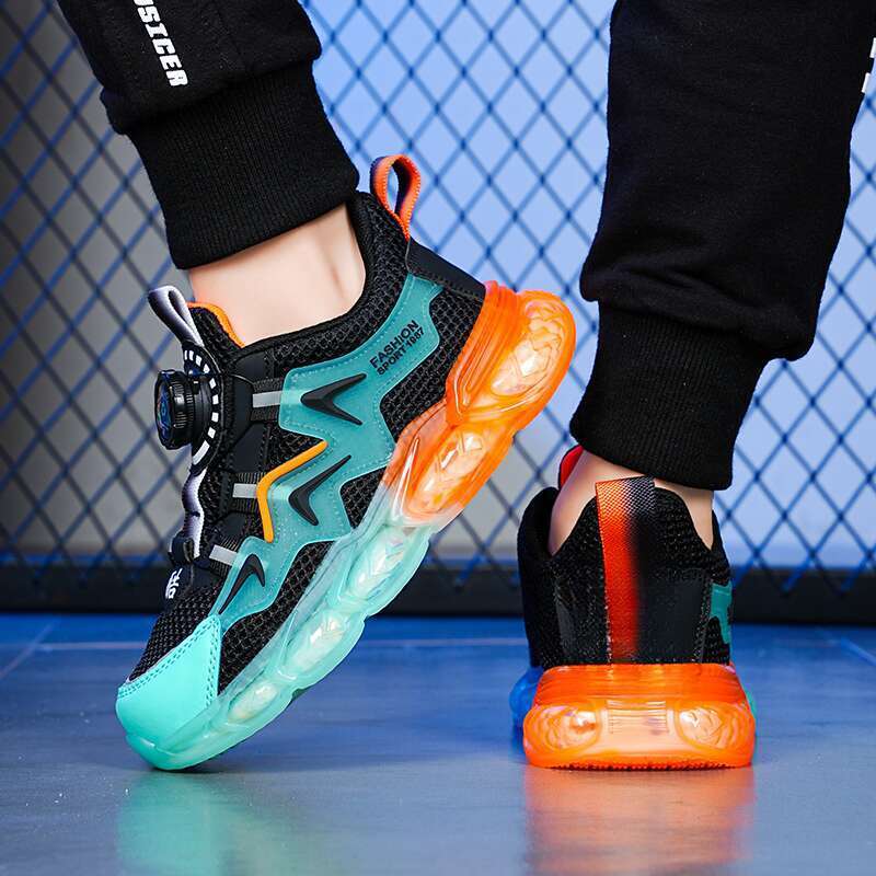 Double Mesh Children's Boys' And Girls' Shoes With Swivel Buttons, 5 Colors_voghion.com