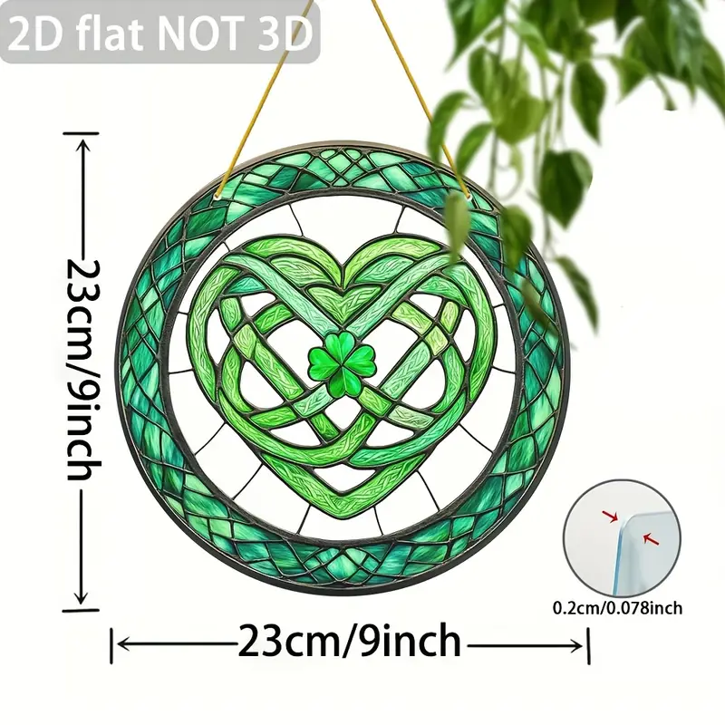Keltisk klöversolfångare - 23 cm färgad akrylkonst. Lyckobringande dekor för uteplats eller St. Patricks firande._voghion.com