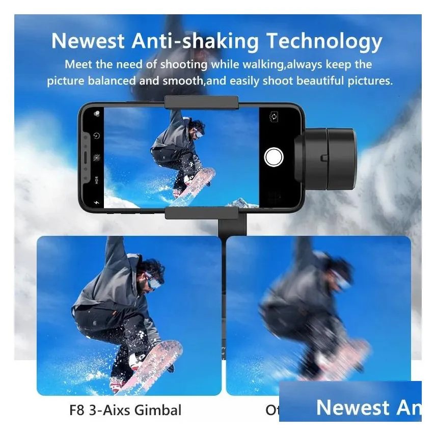 F8 Handheld 3Axis Gimbal Phone Holder Anti Shake Video Record Stabilizer For Cellphone Smartphone 241220 Drop Delivery_voghion.com