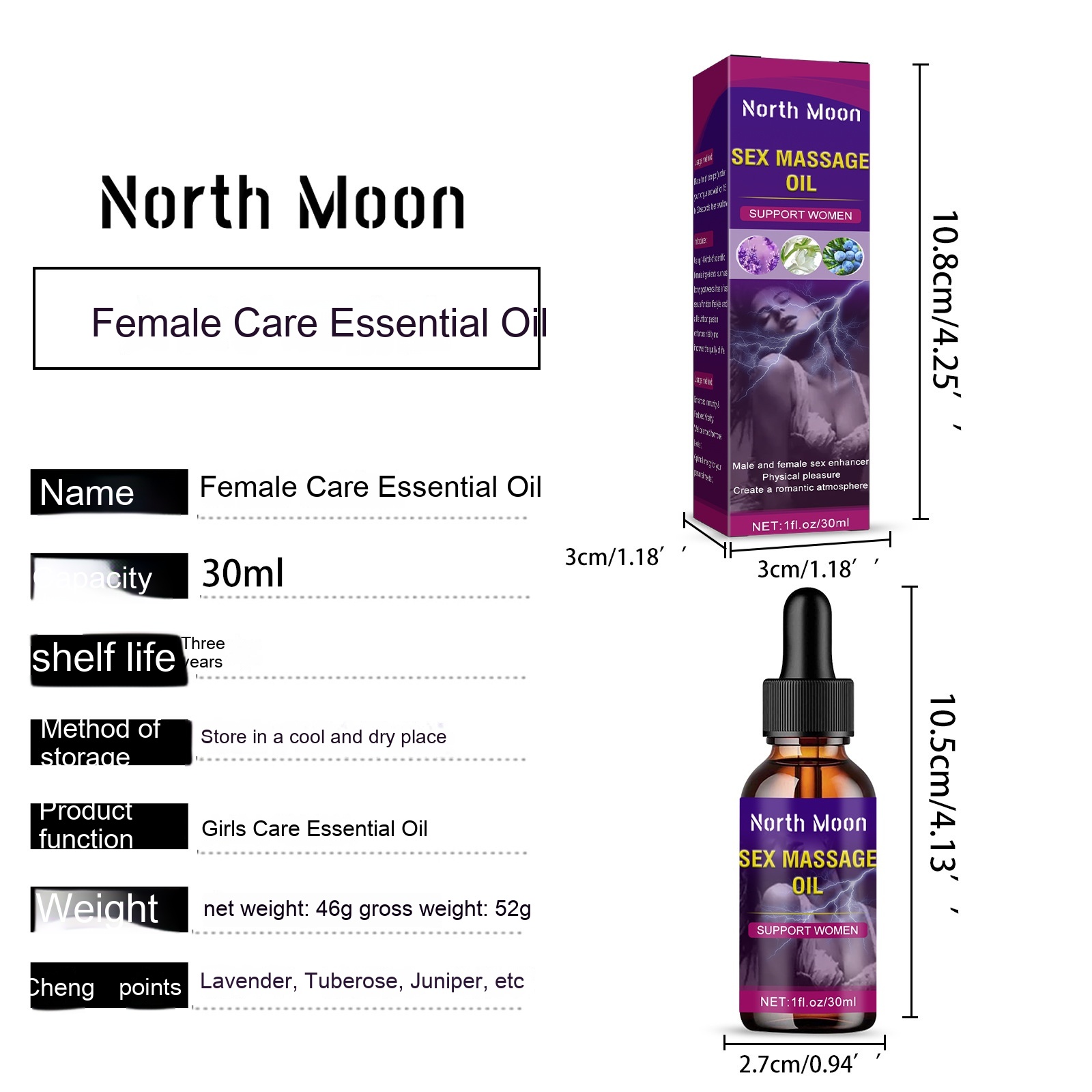 North Moon Private Care Lubrificante Olio essenziale idratante per il potenziamento dell'orgasmo femminile_voghion.com