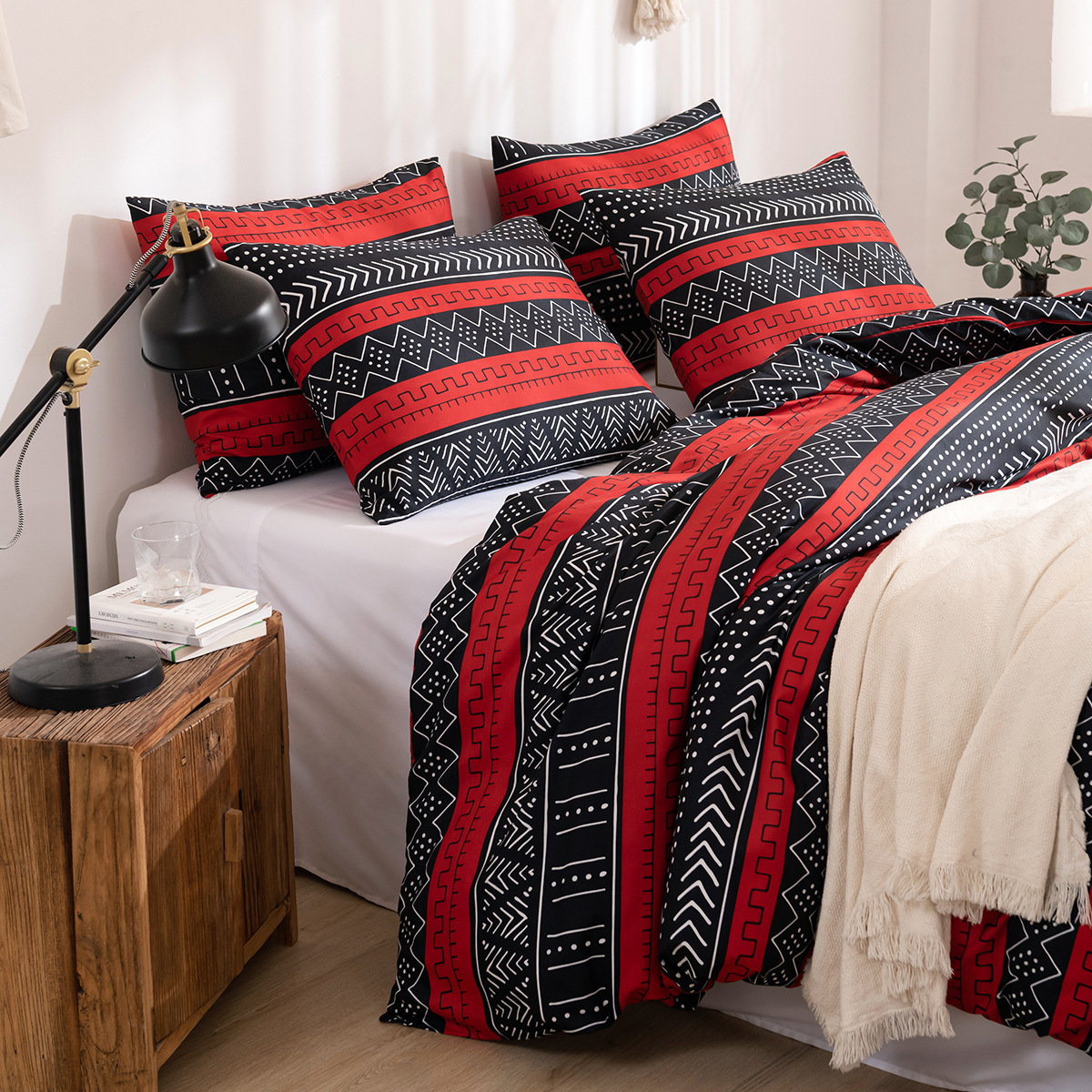 Ensemble de literie en textile de maison, housse de couette imprimée mate, taille de lit, trois pièces_voghion.com