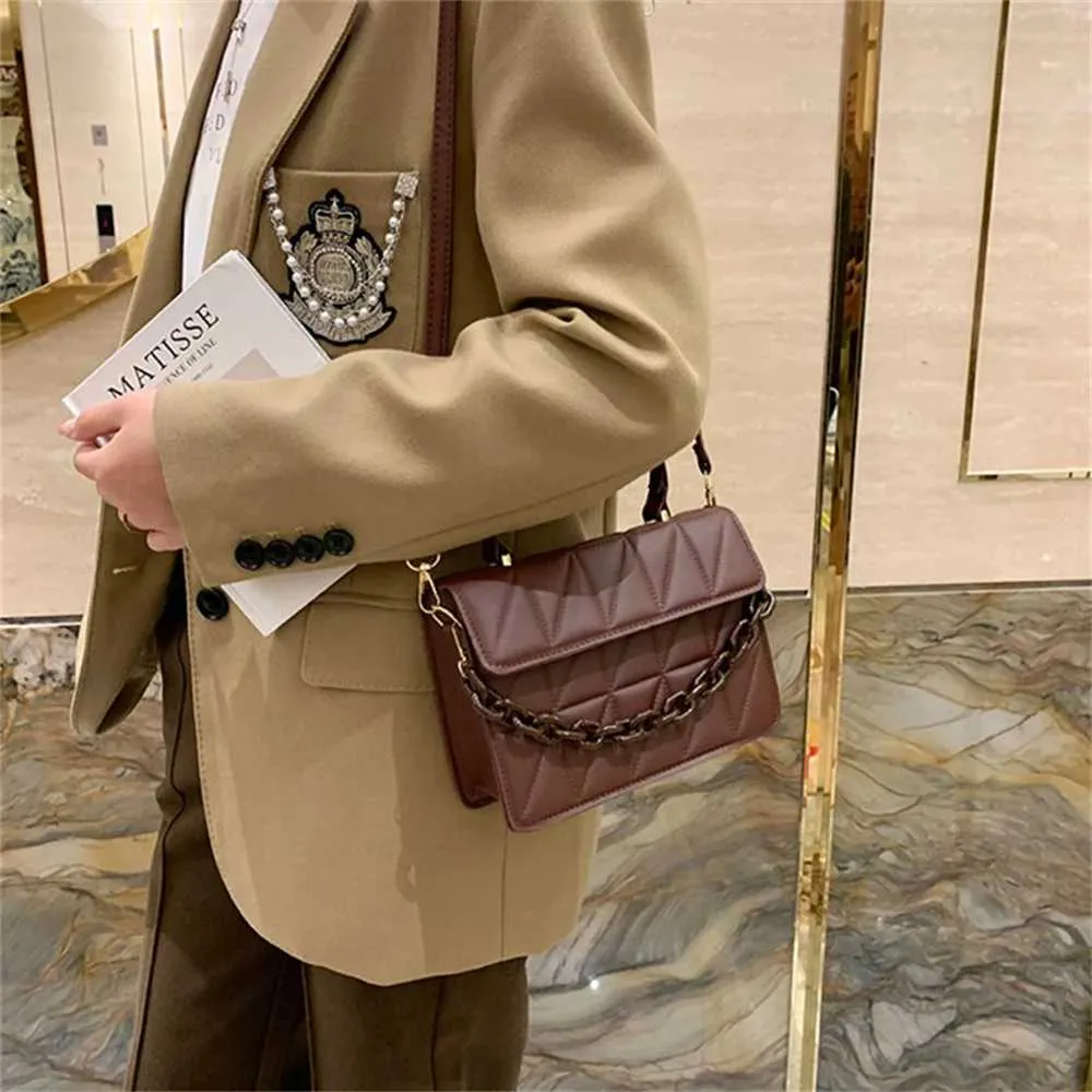 Mode Plaid Frauen Schulter Tasche Kette Umhängetaschen Marke Designer Trendy Weibliche Handtaschen und Geldbörsen Kleine Flap Top_voghion.com