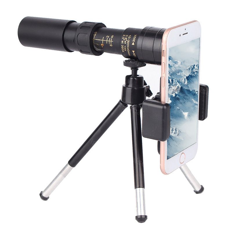 Professionelles Vogelbeobachtungs-Teleskop für Erwachsene, 10–300 x 40, mit variablem Zoom, tragbares Reise-Stretch-Monokular_voghion.com