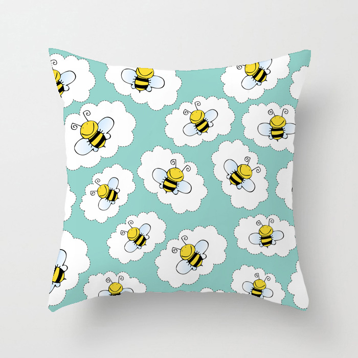 Tropical Cactus Fresh Hand-painted Wind Plant Imitation Peach Velvet Pillow Car Cushion Office Chair Pillow Case_voghion.com