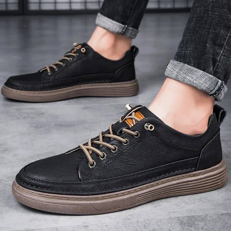 Abnkarwin Homens Couro Casual Sapatos Baixos Clássico Moda Primavera Verão Outono Inverno Tamanho Grande 47 240702_voghion.com