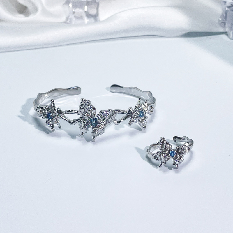 Instagram niche design, butterfly drop glaze temperament, fashionable bracelet, ring set, irregular and personalized_voghion.com