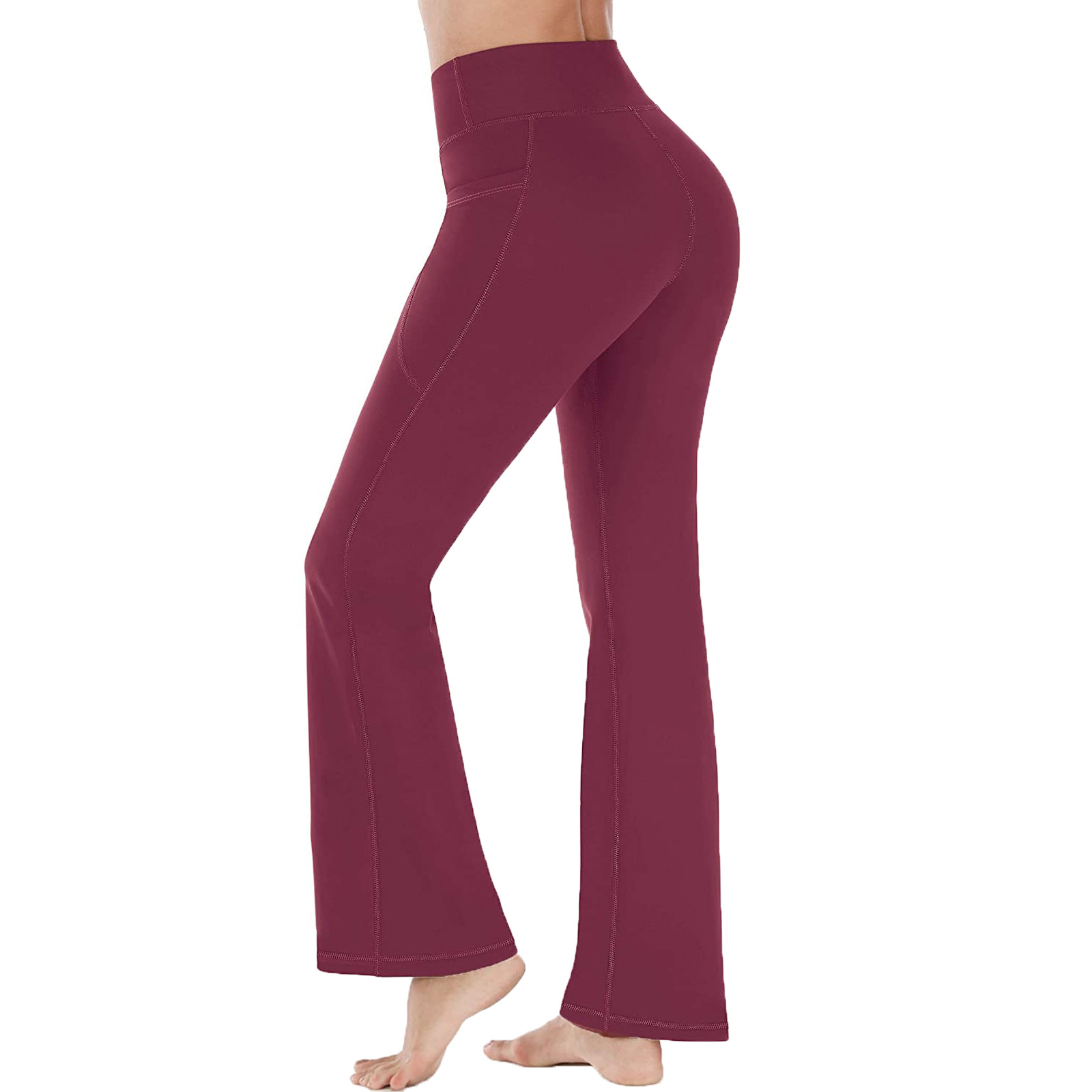Kadın Yüksek Bel Geniş Paça Pantolon Modası ve Popüler Yoga Geniş Paça Pantolonu_voghion.com
