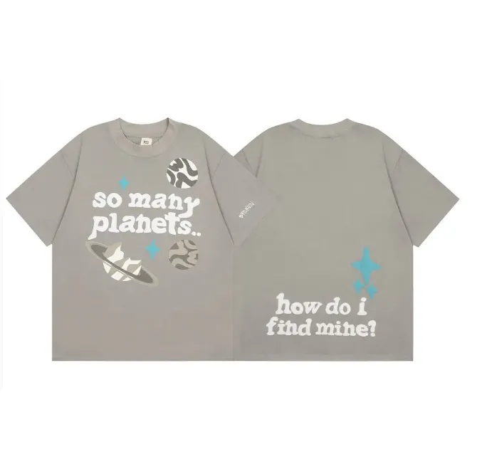 BROKEN Sommer Herren PLANETS Ärmel High Street Casual Rundhals T-Shirts Männer Teesdesigner T-Shirt Schaum Druck Broken_voghion.com