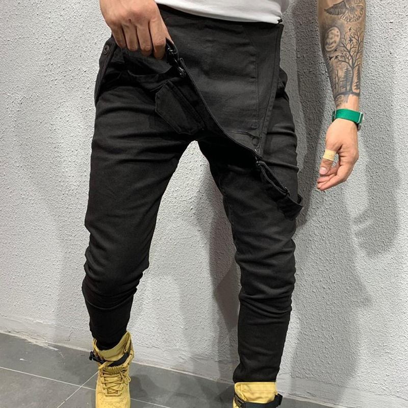 Jeans Denim Latzhose Latzhose Overalls Herren Jumpsuits Cargo Arbeitshose Übergröße Herren Casual Moto Biker Hose_voghion.com