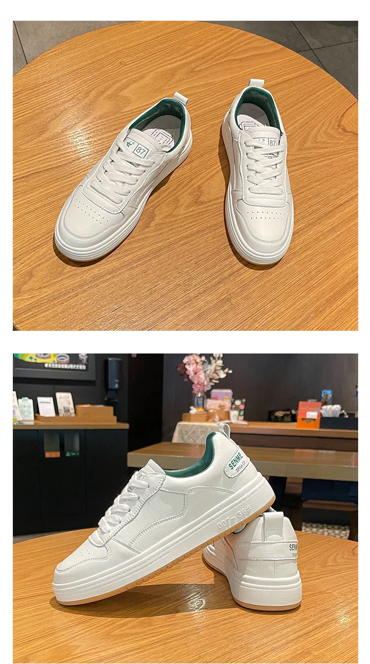 Genuine Leather Flat Bottomed Round Toe Mesh Breathable Comfortable Soft Casual And Fashionable Board Shoes_voghion.com