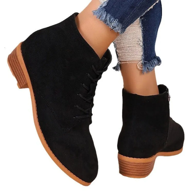 New Arrival 2024 Women's Martin Boots - Winter Fashionable Frosty Suede & Sleek Design with Adjustable Cross Tie Zipper_voghion.com