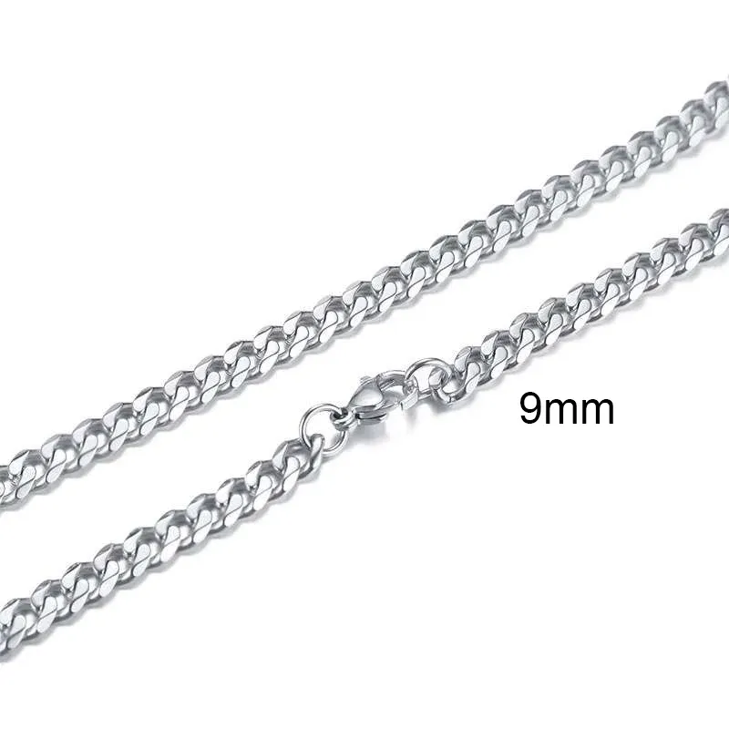 Kubanische Kettenglieder 3 bis 11 MM 14K Weißgold Halskette für Männer Choker Herren Lange Halsketten Schmuck_voghion.com