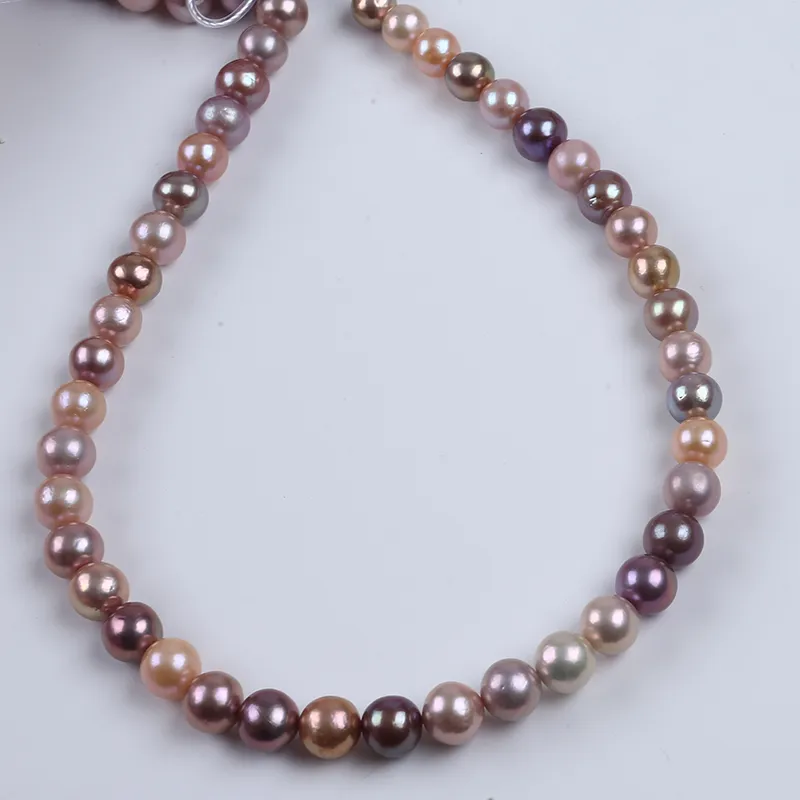 Chains 9-10mm Different Colors Edison Round Shape Freshwater Pearls Strand Wholesale_voghion.com