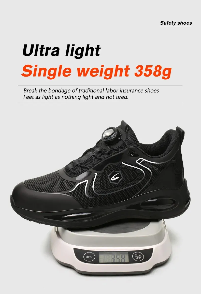 Chaussures de sécurité imperméables pour hommes, bout en acier, protection à coussin d'air et bouton rotatif, pointure 47/48, 250402_voghion.com