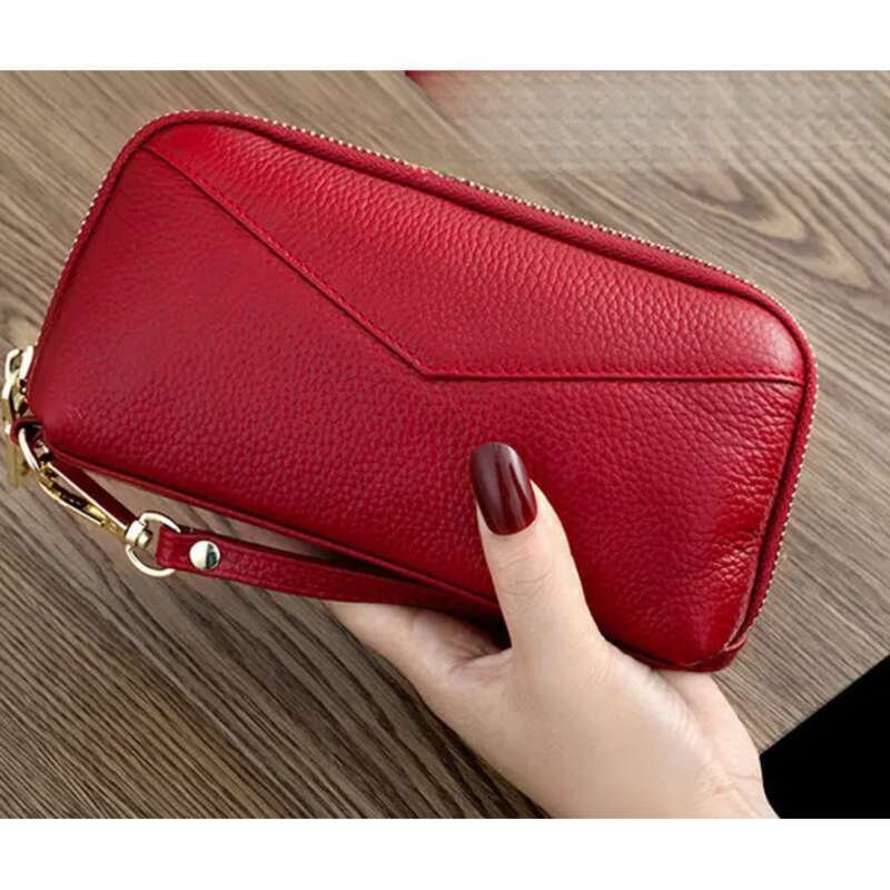 Neu Leder Große Kapazität Tasche Zipper frauen Rindsleder Lange_voghion.com