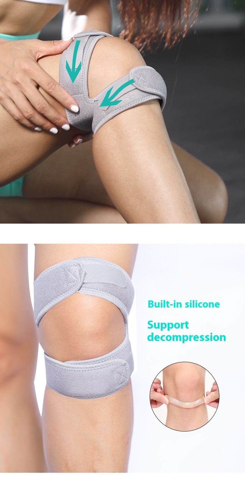 Sports silicone strap prure protection patellar running, mountaineering, breathable basketball, knee protection,_voghion.com