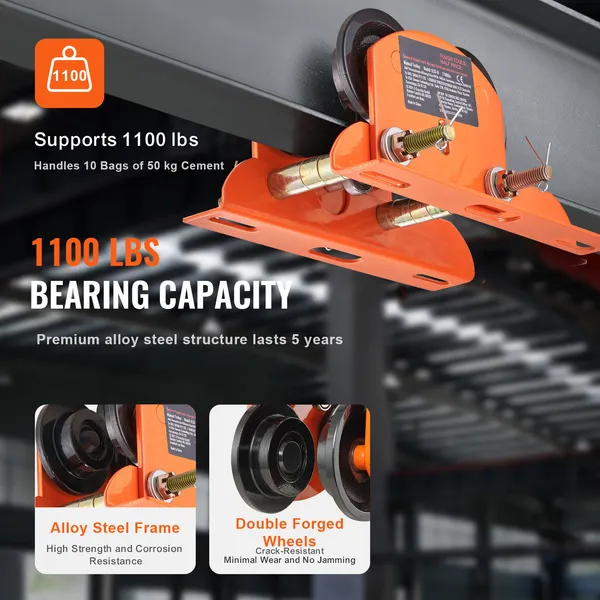 Electric Hoist Manual Trolley For Beam Adjustable Flange Width_voghion.com