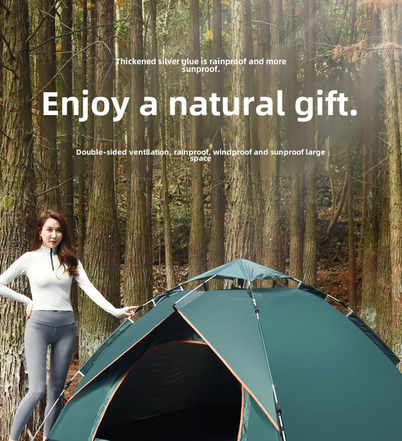 Outdoor Fully automatic two speed 3-4 people wilderness beach camping tents_voghion.com